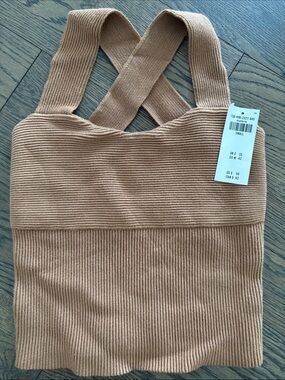 Abercrombie & Fitch Women Ribbed Crossback Knit Tank Top — Camel Forest Fairy